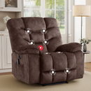 Ebello 41" XL Electric Massage Recliner Chair with Heat, Power Reclining Sofa with USB Charging & Storage Pockets,Overstuffed Breathable Fabric Single Recliner for Living Room,Dark Brown