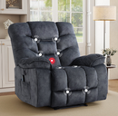 Ebello 41" XL Electric Massage Recliner Chair with Heat, Power Reclining Sofa with USB Charging & Storage Pockets,Overstuffed Breathable Fabric Single Recliner for Living Room,Greenish Gray