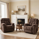 Ebello 2-Set Wide Extra Large Microfiber Electric Heated Massage Lift Recliner Living Room Chair with 2 Cup Holders & USB, Dark Brown