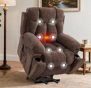 Ebello Wide Extra Large Microfiber Electric Heated Massage Lift Recliner Living Room Chair with 2 Cup Holders & USB, Dark Brown