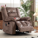 Ebello 36'' Massage Recliner Chair with Heat and Vibration – Soft Fabric Manual Reclining Chair for Living Room and Bedroom – Camel