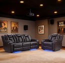 EBELLO 4-Piece Dual Motor PU Leather Power Reclining Sofa Set with Wireless Charging, Reading Lights, Cup Holders, Adjustable Headrest, Storage, USB Ports and LED Strip, Brown
