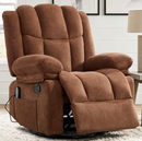 Ebello 8-Point Massage Manual Swivel Rocker Recliner with Heating, Short Plush Glider Reclining Chair Side Pockets for Living Room, Apartment, Brown