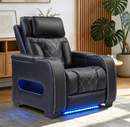Ebello Dual Motor Power Recliner, Faux Leather Home Theater Reclining Chair with Adjustable Headrest, LED Light, Cup Holders & Arm Storage, Black