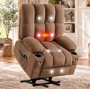 Ebello Power Lift Recliner Chair, Heavy Duty Reclining Chair for Elderly with Heated, Massage, Cup Holder, Overstuffed Backrest for Living Room, Brown