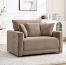 Ebello Oversized Seat Power Single Recliner Chair, Mid Century Modern Fabric Upholstered Reclining Sofa with Pillows for Living Room or Bedroom, Brown
