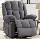 Ebello 8-Point Massage Manual Swivel Rocker Recliner with Heating, Short Plush Glider Reclining Chair Side Pockets for Living Room, Apartment, Gray