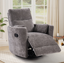 Ebello 360° Swivel Rocker Recliner Chair with Massage and Heat, Removable Pillow, Chenille Manual Glider Recliner for Living Room and Nursery, 350lbs Capacity, Gray