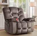 Ebello 41" Electric Massage Recliner with Heat, Power Reclining Chair with USB Charging & Side Pockets, Overstuffed Breathable Fabric Single Recliner for Living Room, Brown