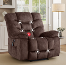 Ebello 41" Electric Massage Recliner with Heat, Power Reclining Chair with USB Charging & Side Pockets, Overstuffed Breathable Fabric Single Recliner for Living Room, Dark Brown