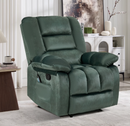 Ebello 36'' Massage Recliner Chair with Heat and Vibration – Soft Fabric Manual Reclining Chair for Living Room and Bedroom – Green