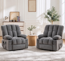 Ebello 2-Piece Power Lift Recliner Chair for Elderly with Massage and Heat, Fabric Soft Support Recliner with Overstuffed Backrest, Dual Cup Holders,Gray