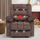 Ebello 36'' Massage Recliner Chair with Heat and Vibration – Soft Fabric Manual Reclining Chair for Living Room and Bedroom – Brown