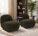 Ebello 22" Kids Accent Chair, Overstuffed Wide Soft Teddy Fabric Armless Kids Chair With Built-ln Side Tray, Short Solid Legs for Nursery, Kids Room, Green, 2 Pack