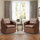 Bonzy Home Swivel Accent Chair Set of 2 with Throw Pillow Back Mid Century Nailhead Trim Modern Armchair for Living Room and Bedroom