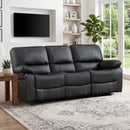 Bonzy Home Faux Leather Manual Reclining Sofa, 3-Seater Recliner Couch with Contrast Stitching for Living Room, Black