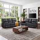 Bonzy Home Faux Leather Recliner Sofa Set, 2-Piece (3-Seat + 2-Seat with Cup Holders) Manual Reclining Living Room Set with Contrast Stitching, Black