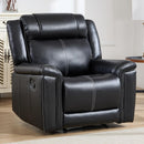EBELLO Black Faux Leather Manual Recliner Chair, 1-Seater Mid-Century Modern Reclining Sofa with Padded Headrest and Armrest, for Living Room, Home Theater, Office (Black)