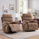 Bonzy Home 2 Pack Manual Recliner Chairs with Massage & Heat, Soft Fabric Double Reclining Single Sofa Set with Overstuffed Armrest & Backrest, Light Brown
