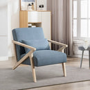 Bonzy Home Armchair with lumbar support pillow Mid Century Modern Upholstered Accent Chair with Wood Frame for Living Room Bedroom Study Room Easy Assembly Blue