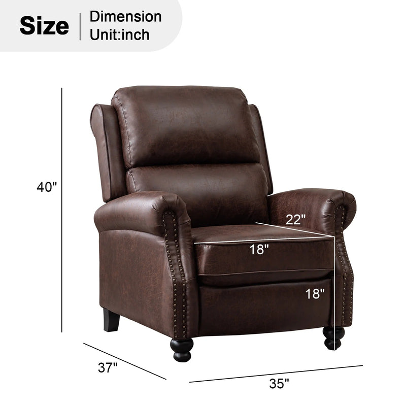 Bonzy Home Pushback Recliner Suede Armchair with Rivet Decor, Accent Chair for Living Room,Camel