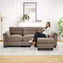 Bonzy Home Modular Sectional Sofa With Ottoman, Ultra‑Comfort Seating – Configurable for Living Room & Family Room; Brown