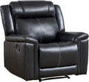 EBELLO Black Faux Leather Manual Recliner Chair, 1-Seater Mid-Century Modern Reclining Sofa with Padded Headrest and Armrest, for Living Room, Home Theater, Office (Black)