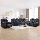 Bonzy Home Manual Recliner Sofa Set with Console Reclining Chair Theater Seating Living Room Furniture Set Cup Holders,Adjustable Backrest Hidden Arm Storage