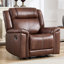 EBELLO Brown Faux Leather Manual Recliner Chair, 1-Seater Mid-Century Modern Reclining Sofa with Padded Headrest and Armrest, for Living Room, Home Theater, Office (Brown)