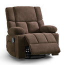 Ebello Power Massage Recliner with Heat, 360°Swivel Reclining Chair with Cup Holders & Side Pockets for Living Room, Brown