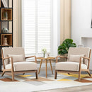 Mid Century Modern Accent Chairs Set of 2, Reading Armchair, Arm Chairs for Living Room, Beige