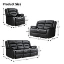 Black Faux Leather Power Recliner Loveseat + Three-Seat Sofa Set
