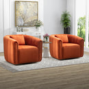 Bonzy Home Set of 2 Swivel Chairs with Lumbar Pillows, Modern Velvet Accent Chairs Bundle for Living Room, 2 Pieces, Orange