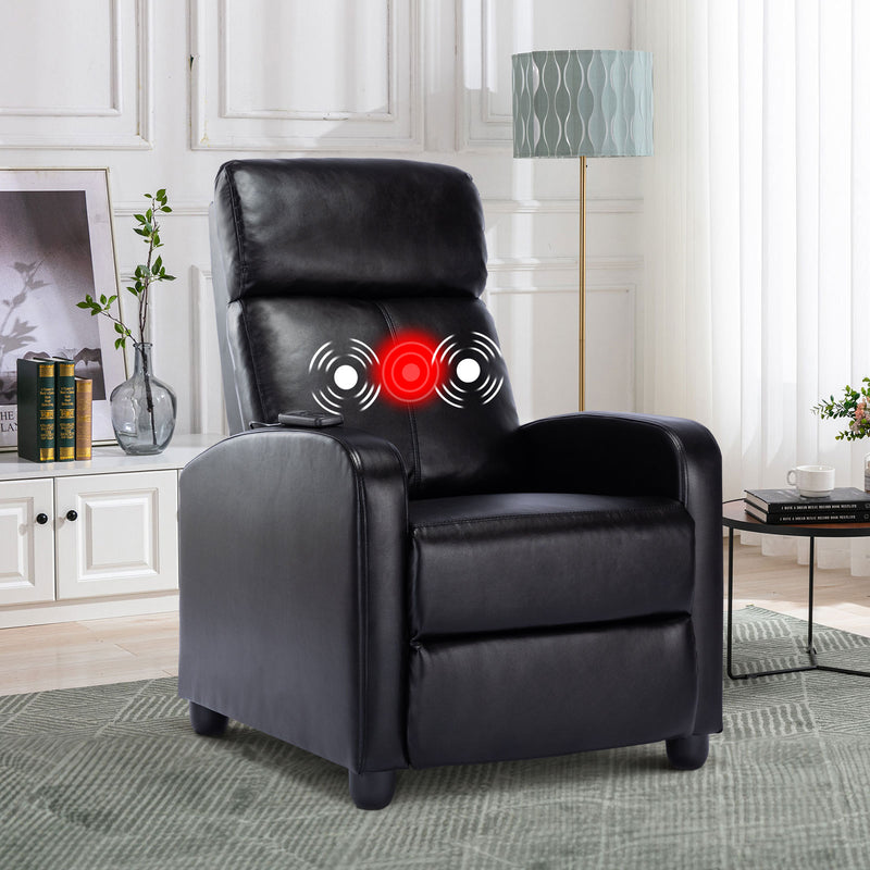 Bonzy Home Electric Recliner with Massage Therapy, for Living Room & Bed Room, Breathable leather with luster,Black, 2pcs