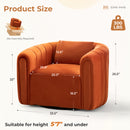 Bonzy Home Swivel Chair with Plump Pillow, Modern Velvet Accent Chair for Living Room Bedroom , Comfy Round Armchair, Orange