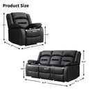 Black Faux Leather Power Recliner Chair + Three-Seat Sofa Set