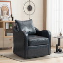 Bonzy Home Swivel Accent Chair with Throw Pillow Back Mid Century Faux Leather Modern Armchair for Living Room and Bedroom