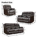 Brown Faux Leather Power Recliner Loveseat + Three-Seat Sofa Set