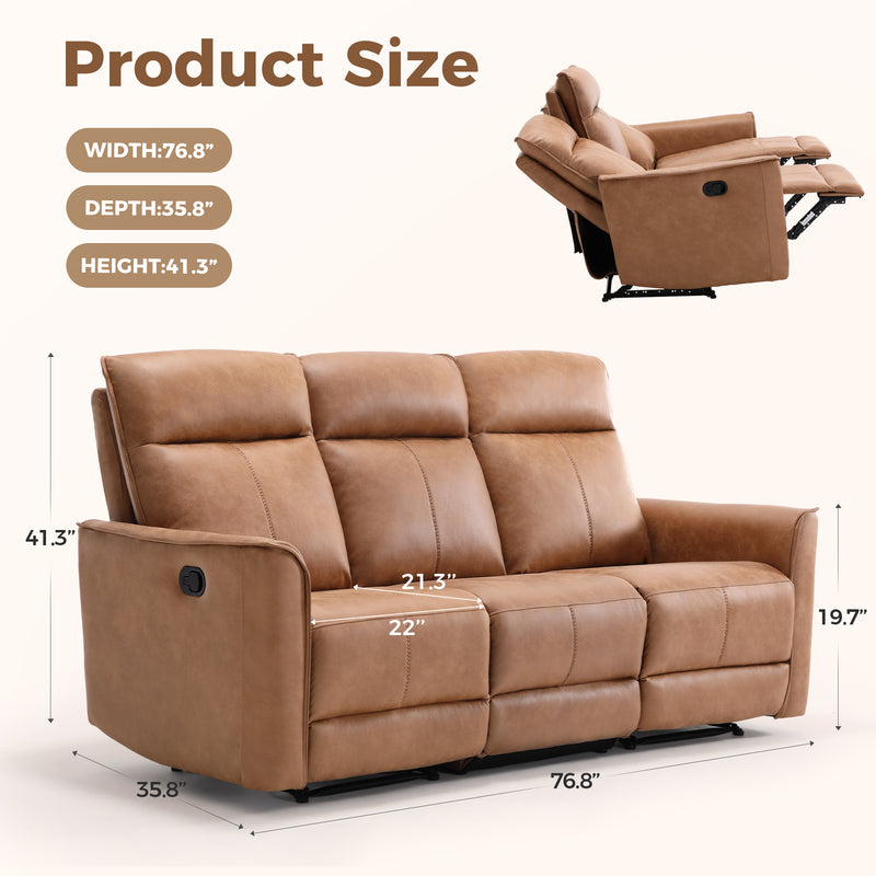 Bonzy Home Manual Recliner Sofa - Leather Reclining
