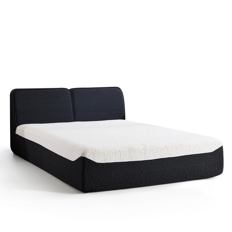 Ebello 16" Queen Mattress, 2-in-1 Memory Foam Futon Bed with Headboard for Cool Sleep & Pressure Relief, No-Assembly Bed in a Box, Black