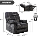 Bonzy Home Design Overstuffed Massage Recliner Chairs with Heat and Vibration, Soft Fabric Single Manual Reclining Chair for Living Room Bedroom,Gray