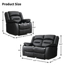 Black Faux Leather Power Recliner Chair + Loveseat Set