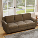 Ebello Modern Sofa Couch, 3-Seater Upholstered Couches with Thick Cushions for Living Room and Bedroom, Brown