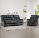 Bonzy Home Manual Recliner Sofa Set, Living Room Furniture with Single Recliner & 3-Seat Reclining Sofa, Couch Set with Adjustable Backrest and Overstuffed Headrest, Gray