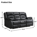 Black Faux Leather Power Recliner Three-Seat Sofa