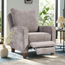 Bonzy Home Fabric Recliner Single Chair, Push Back Design with Retractable Footrest, Cushioned Seat & Solid Wood Legs, Accent Armchair for Bedroom & Living Room，Light Gray