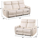 Ebello Power Reclining Sofa Set, 5-Seater Faux Leather Electric Recliner with USB and Type-C Charging Ports for Small Spaces, Beige