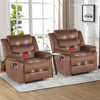 Bonzy Home Modern Comfort Reclining Chair Set of 2, Breathable Fabric Recliner Chairs with Massage & Heating, Brown