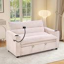 Ebello 3-in-1 Convertible Sleeper Sofa Chair Bed with Cup Holders & USB Ports - Space Saving Corduroy Futon Couch ,Adjustable Backrest, Easy Assembly(Black-H002)