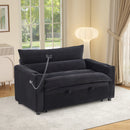 Ebello 3-in-1 Convertible Sleeper Sofa Chair Bed with Cup Holders & USB Ports - Space Saving Corduroy Futon Couch ,Adjustable Backrest, Easy Assembly(Black-H002)